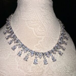 Melinda Maria Silver Crystal Teardrop Necklace